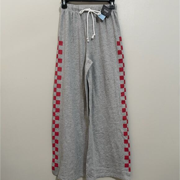 Grayson Threads Pants Womens XS Gray Wide Leg America Graphic Check Sweatpant - Picture 2 of 9